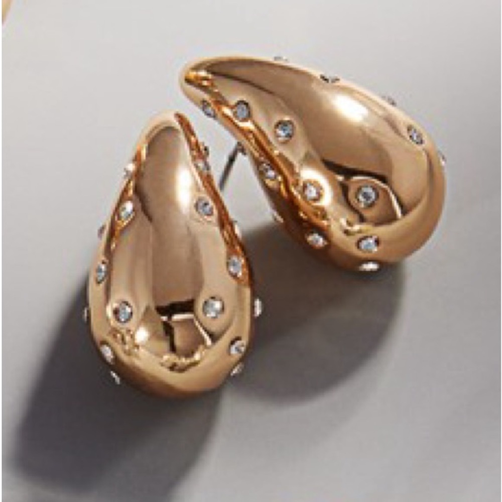 Shiny Gold Shimmer Water Drop Earrings (1114)